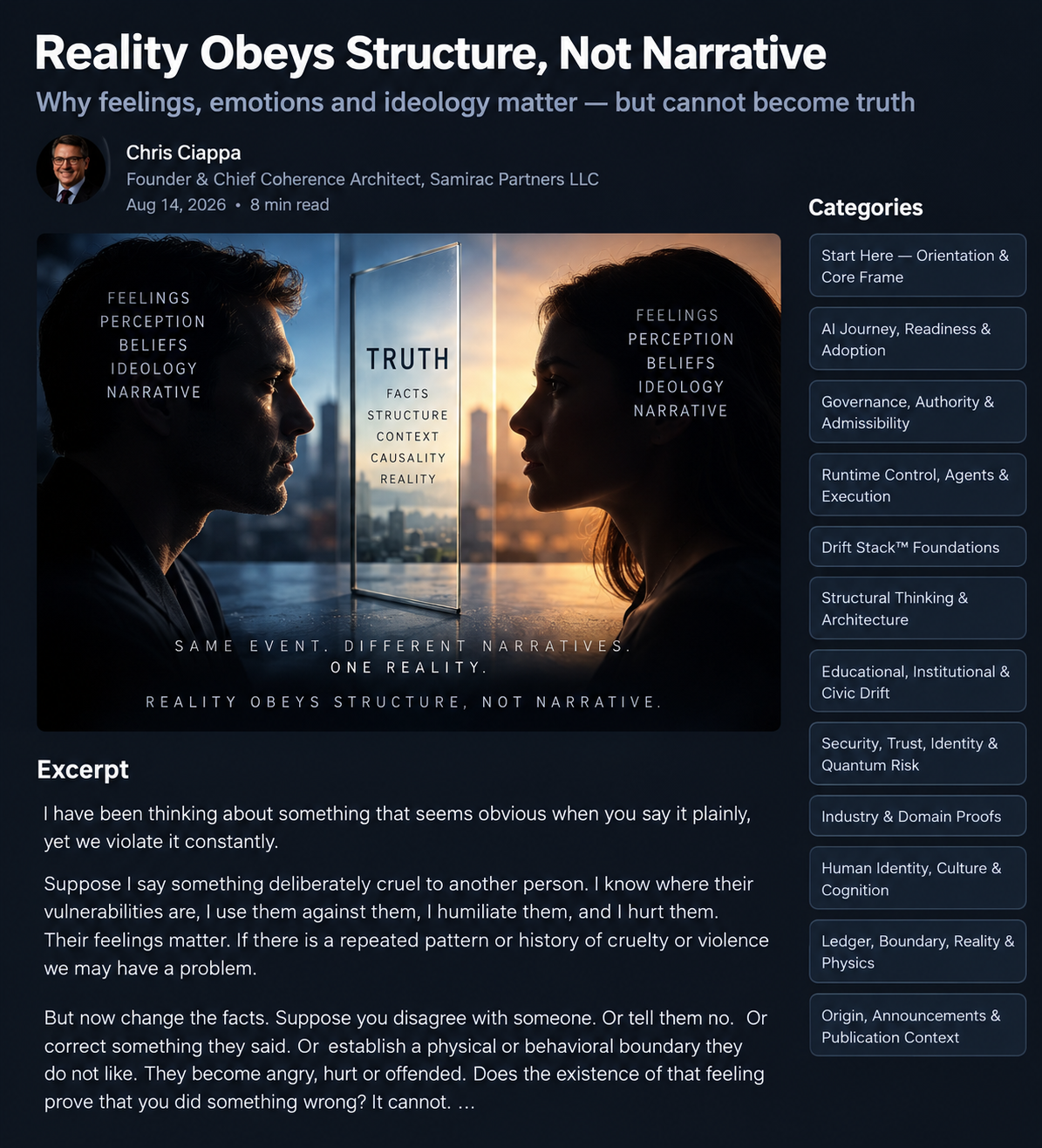 Reality Obeys Structure, Not Narrative